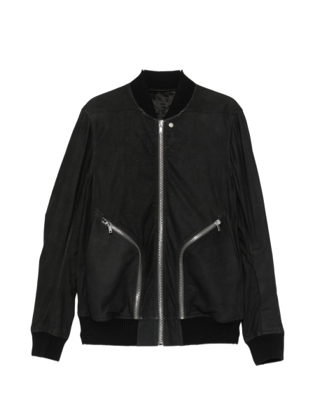 Bomber jacket Rick Owens neagra din piele intoarsa