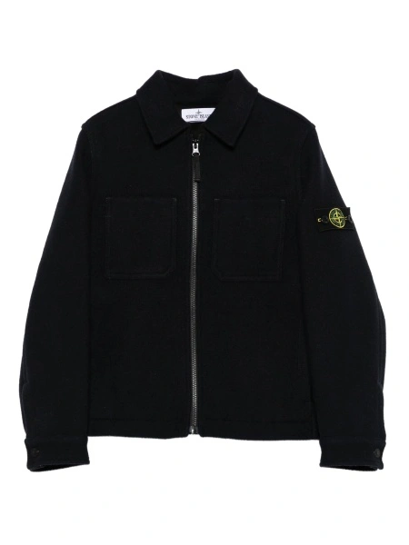 Bomber jacket Stone Island albastra din poliamida si lana