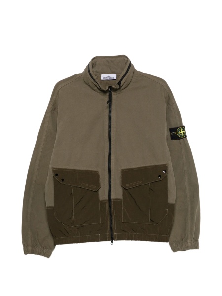 Bomber jacket Stone Island verde din bumbac organic