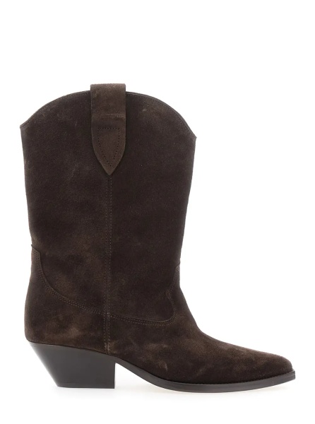 Botine Brown Suede Low Block Heel Ankle Boots 'Duerto' for Women