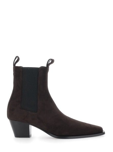Botine TOTÊME Brown Ankle Boots with High and Side Elastic Bands in Suede Woman