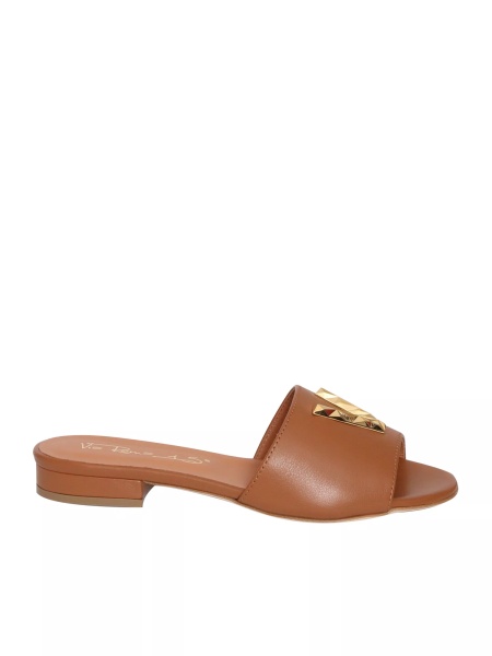 Brown leather slippers
