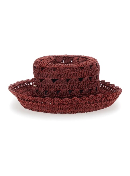Caciula Brown Hat with Woven Design in Viscose for Women