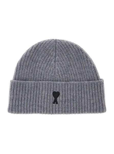 Caciula Grey beanie with ADC embroidery on the front in wool for men