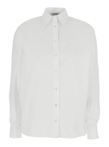 Camasa 'Antonia' White Shirt with classic collar in cotton for women