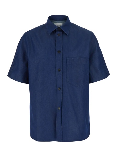 Camasa Blue Shirt with pointed collar and logo print on the back in Cotton and Fabric blend for Men