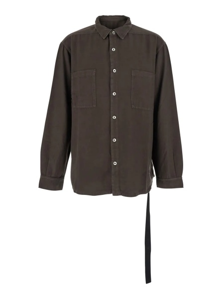 Camasa Brown Classic Collar Shirt with Lace Detail in Cotton Woman