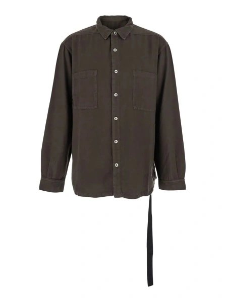 Camasa Brown Classic Collar Shirt with Lace Detail in Cotton Woman