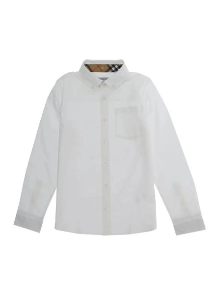 Camasa Burberry Kids alba din bumbac