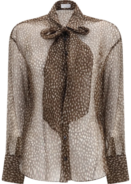 Camasa casual Dapple silk organza Shirt with neck tie