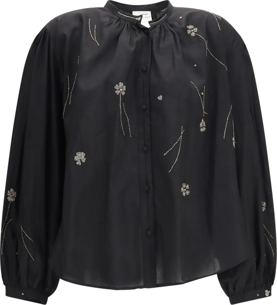 Camasa casual Fleurs d’Orient embroidered voile bohemian Shirt
