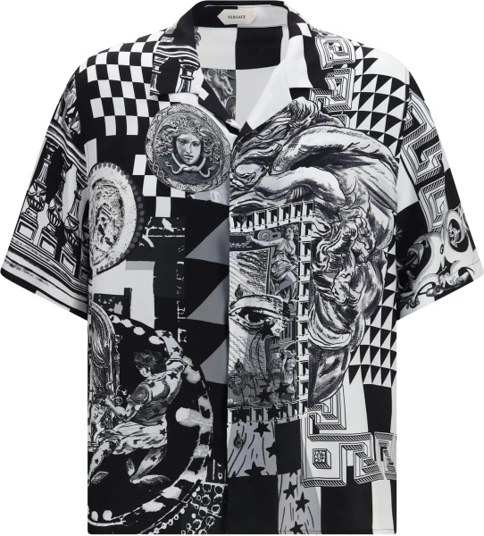 Camasa casual Versace neagra din matase