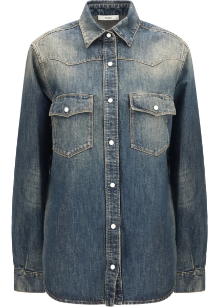 Camasa de blugi Fendi multicolora din denim Bananatex