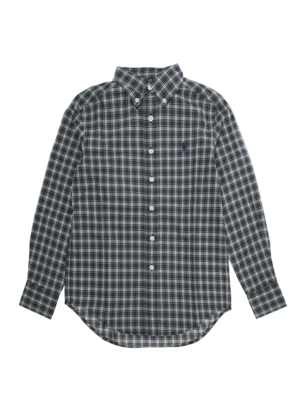 Camasa Green Shirt with Pony Embroidery on the Front and All-Over Check Motif in Cotton Boy