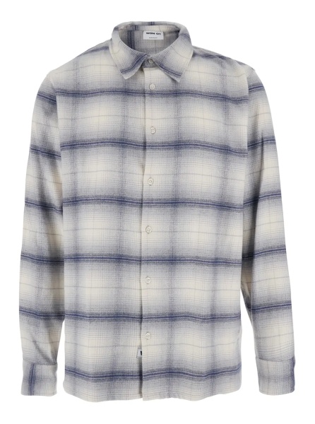 Camasa Grey Shirt with Classic Collar and All-Over Check Motif in Cotton Man