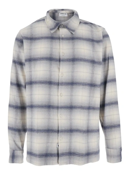 Camasa Grey Shirt with Classic Collar and All-Over Check Motif in Cotton Man