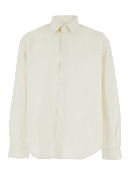 Camasa 'Henri' White Shirt with Maxi J Logo on the Back in Cotton Man