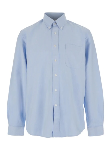 Camasa Men's Light Blue 'Oxford Button Down' Shirt with Classic Collar and Long Sleeves in Cotton