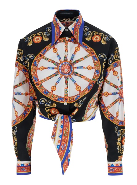 Camasa multicolor Shirt with Carretto all-over print in cotton poplin for women