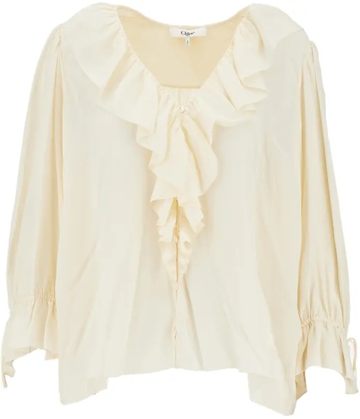 Camasa Ruffled crêpe de chine blouse