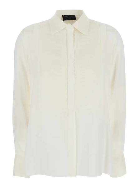 Camasa Shirt ANICE with classic collar and long sleeves in white cotton for women
