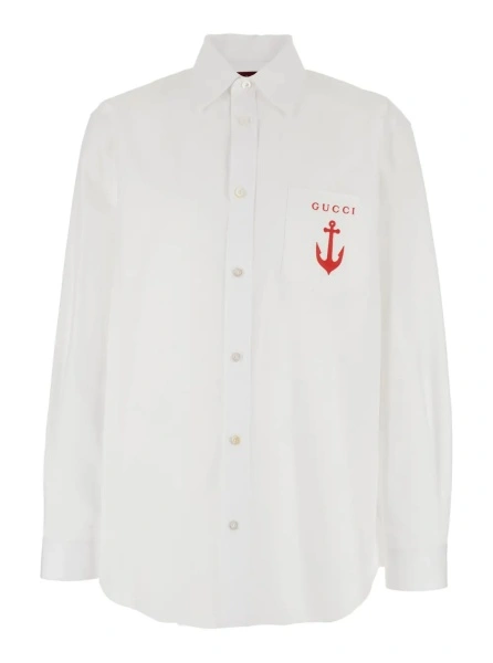 Camasa White Shirt with Classic Collar and Logo Detail on the Front in Cotton Man