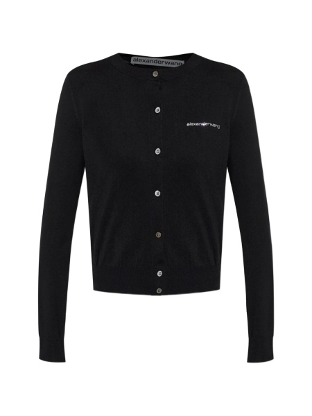 Cardigan Alexander Wang negru din poliamida si cupru
