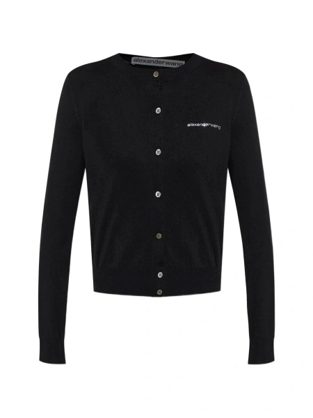 Cardigan Alexander Wang negru din poliamida si cupru