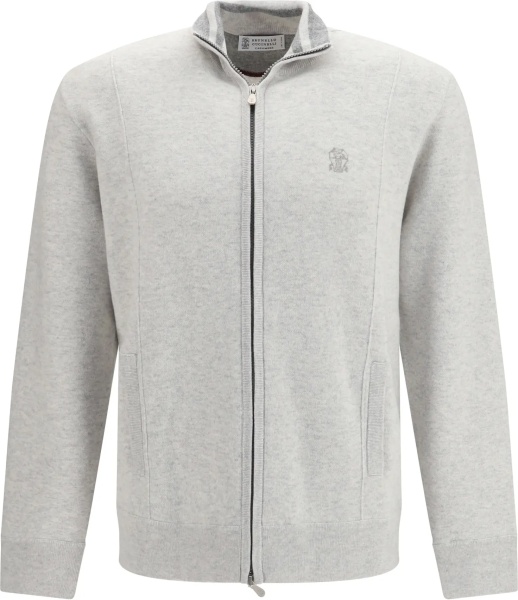 Cardigan Double cashmere Cardigan with zip and logo