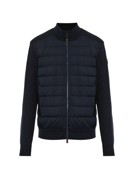 Cardigan Moncler albastru din lana si casmir