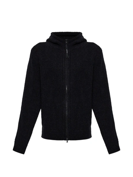 Cardigan Moncler negru din lana si nylon