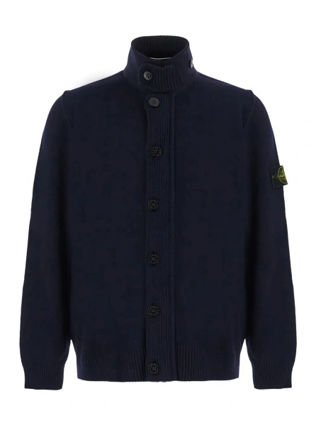 Cardigan Stone Island albastru din lana