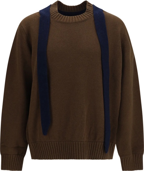 Cardigan Wool knit Cardigan with integrated scarf