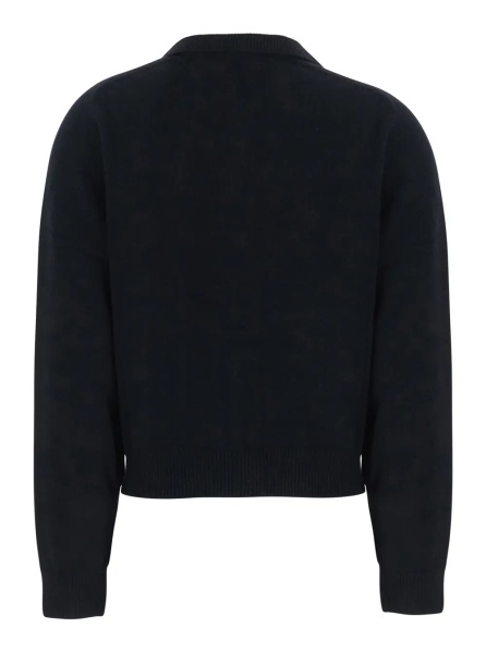 Cardigane OLLARED KNIT CARDIGAN with V-neck and long sleeves in Nylon, Wool and Cashmere in Black for women