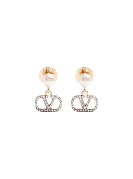 Cercei metallic colored Earrings with pearls and rhinestones applied in bronze for women