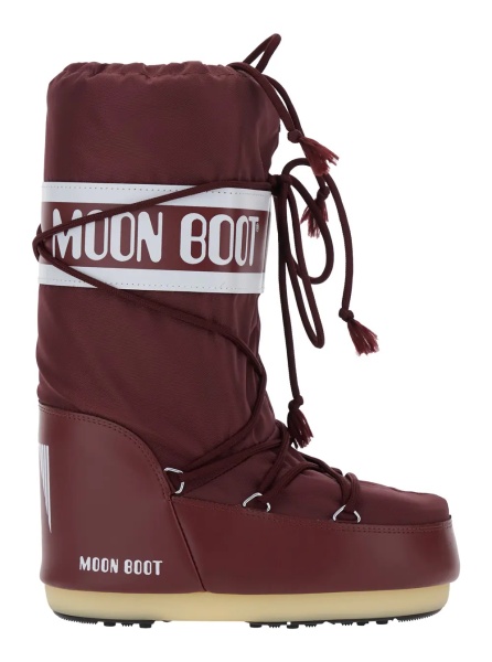 Cizme 'Icon' Bordeaux Snow Boots with Maxi Logo Print on the Side in Tech Fabric Woman