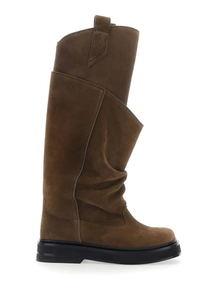 Cizme 'Robin Passeggiata' Brown Boots with Round Toe in Suede for Women
