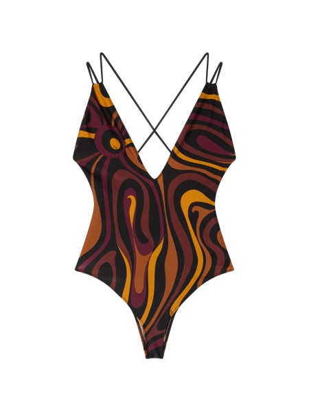 Costum de baie intreg PUCCI negru din poliamida si elastan
