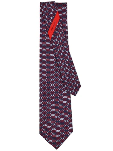 Cravata Ferragamo gancini albastra din matase