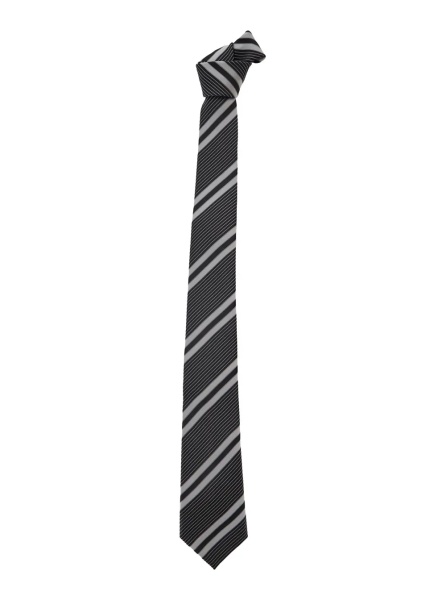 Cravate black and white Tie with all-over stripe motif in silk for Men