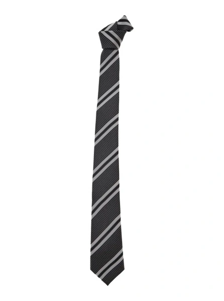 Cravate black and white Tie with all-over stripe motif in silk for Men