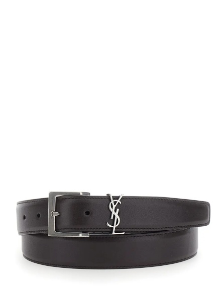 Curea Belt with Cassandre Plate on the Front and Adjustable Buckle in Brown Leather for Men