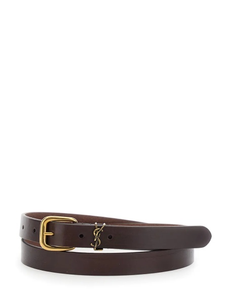 Curea Belt with Cassandre Plate on the Front and Adjustable Buckle Closure in Brown Leather for Men