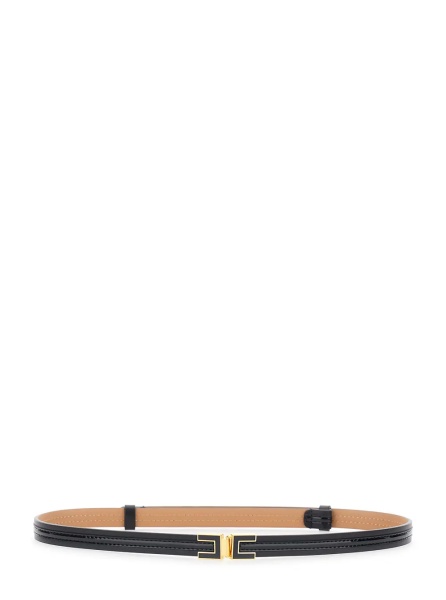 Curea black Belt with logo buckle in eco leather for women