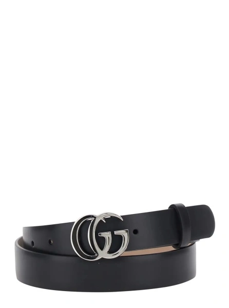 Curea Gucci neagra din piele 'GG Running'