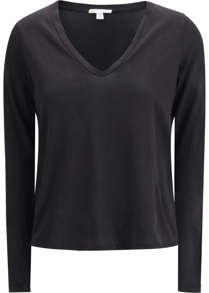 Deep V-neck long sleeve T-shirt