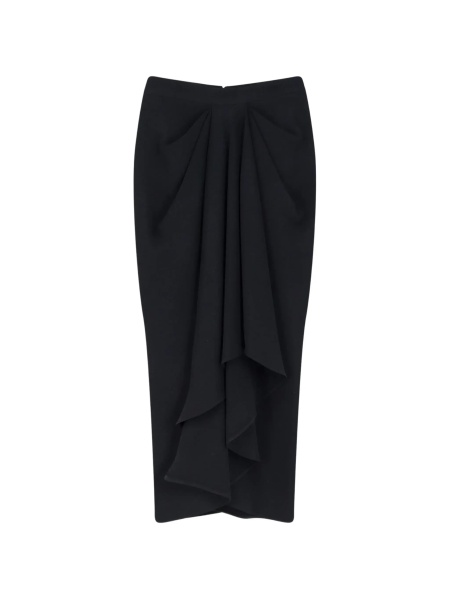 Draped crepe cady midi skirt