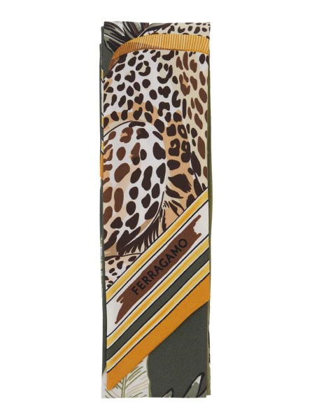 Esarfa Green Scarf with All-over Print and Embossed Logo Lettering in Silk Women