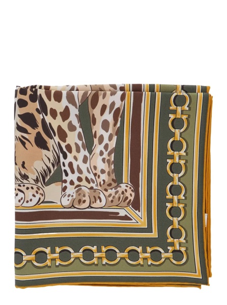 Esarfa Green Scarf with All-Over Print in Silk Women
