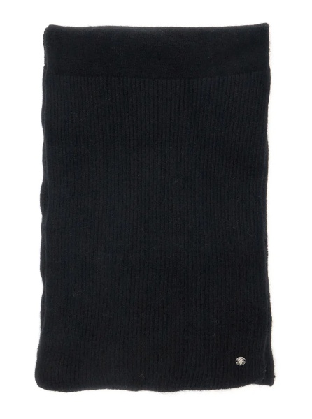 Esarfa 'Reese' Black Scarf with Logo Detail on the Front in Cashmere Woman
